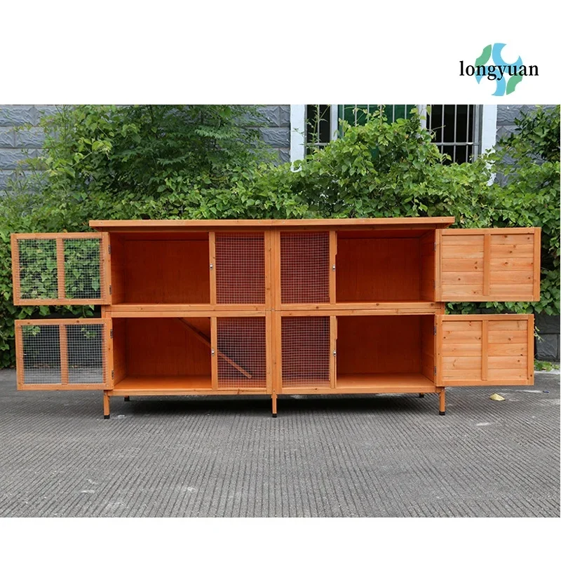 Wholesale Stackable Modern Rabbit Cage Weatherproof Solid Wood Hutch Extra Large Easy Clean Indoor Outdoor Breeding Use All