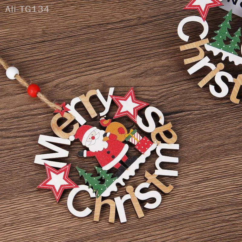 ديكور سانتا كلوز، قلادة خشبية لعيد الميلاد، معلقة على الحائط، إكسسوار شجرة عيد الميلاد، هدية منزل السنة الجديدة SHIDWJ