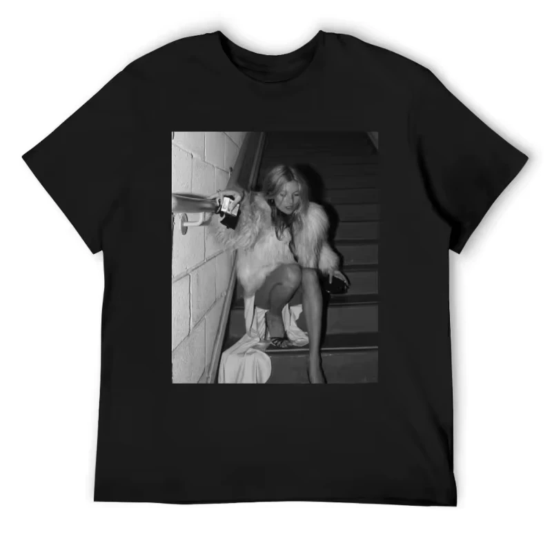 Camisetas de Moda Kate Moss Vintage con Estampado Gráfico, Estilo Hip Hop Urbano, de Manga Corta, para Hombre y Mujer, de Algodón, Talla Grande