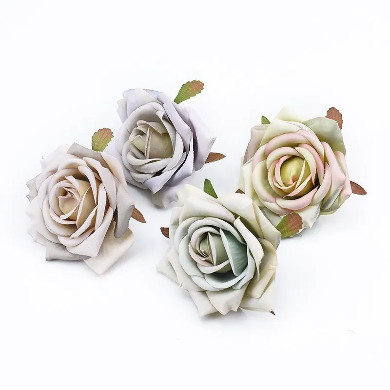 Rosas falsas para decoración del hogar, accesorios para la cabeza de boda, álbum de recortes, caja de dulces, flores artificiales, broche, guirnalda, 30 piezas