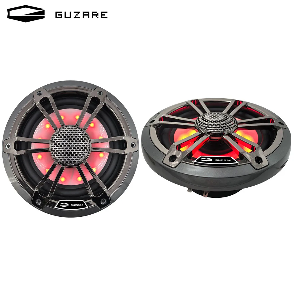 GUZARE Marine RGB Speakers,150Watts*2way,Powerful Sound,IP66 Waterproof,Black/2Pcs,for Boat / Home Music Party