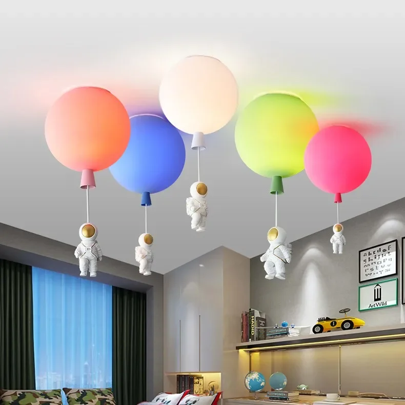 New Colorful Astronaut Balloon Bedroom Light Simple and Personalized Modern Creative LED Children's Room Ceiling Light