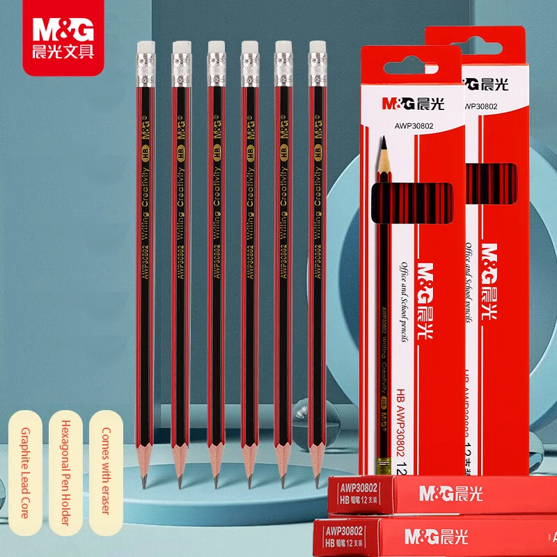 

M&G 12/36/60 Pcs HB Wooden Pencil Graphite Lead Core For Office School Student Writing Drawing Sketch Stationery Supplies Gift