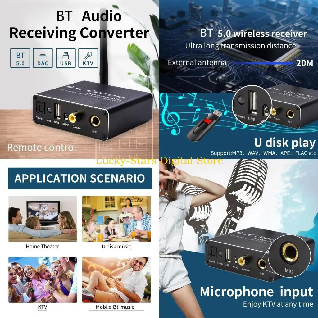 

T3EE DAC Bluetooth-compatible Receiver Optical Coaxial to Analog