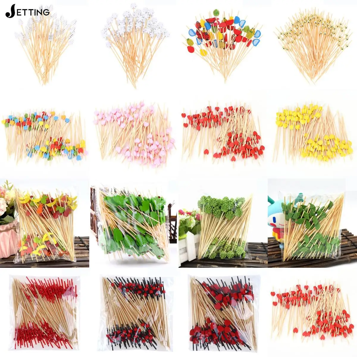 50/80/100pc Heart Disposable Bamboo Skewers Food Cocktail Picks Buffet Fruit Cupcake Fork Sticks Party Table Decoration Supplies