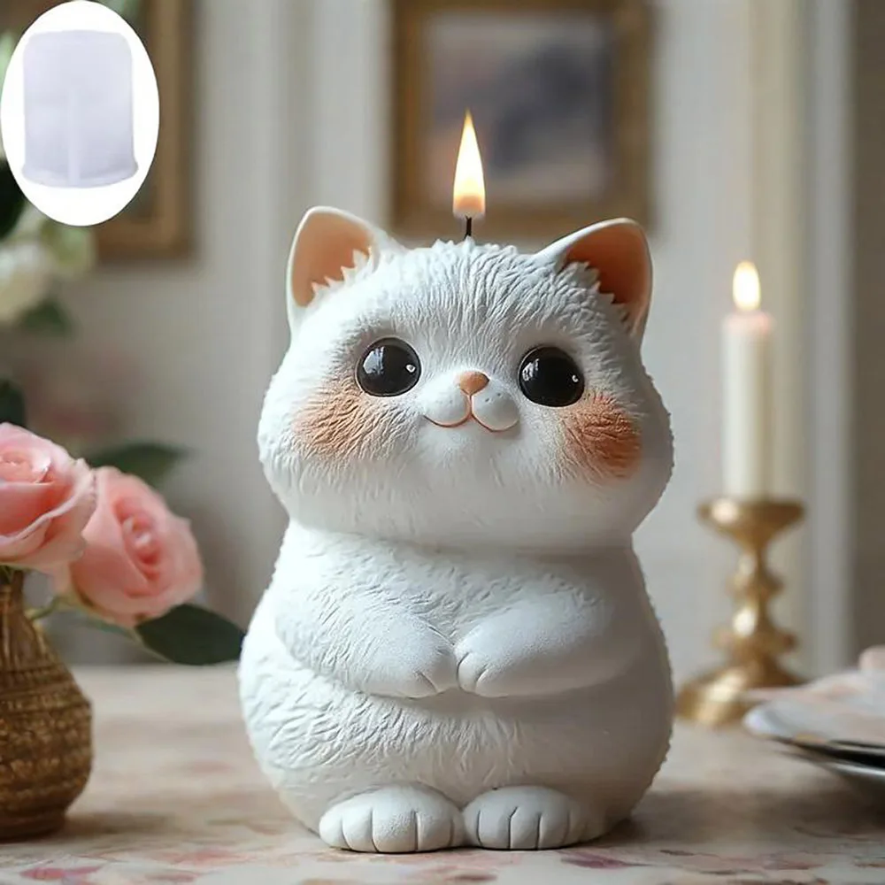 Neues Design 3D Niedliche Katzen-Silikonform für DIY Aromatherapie-Kerzen, Backen, Mousse-Kuchen und Kekse, Dekorative Gips-Ornamente