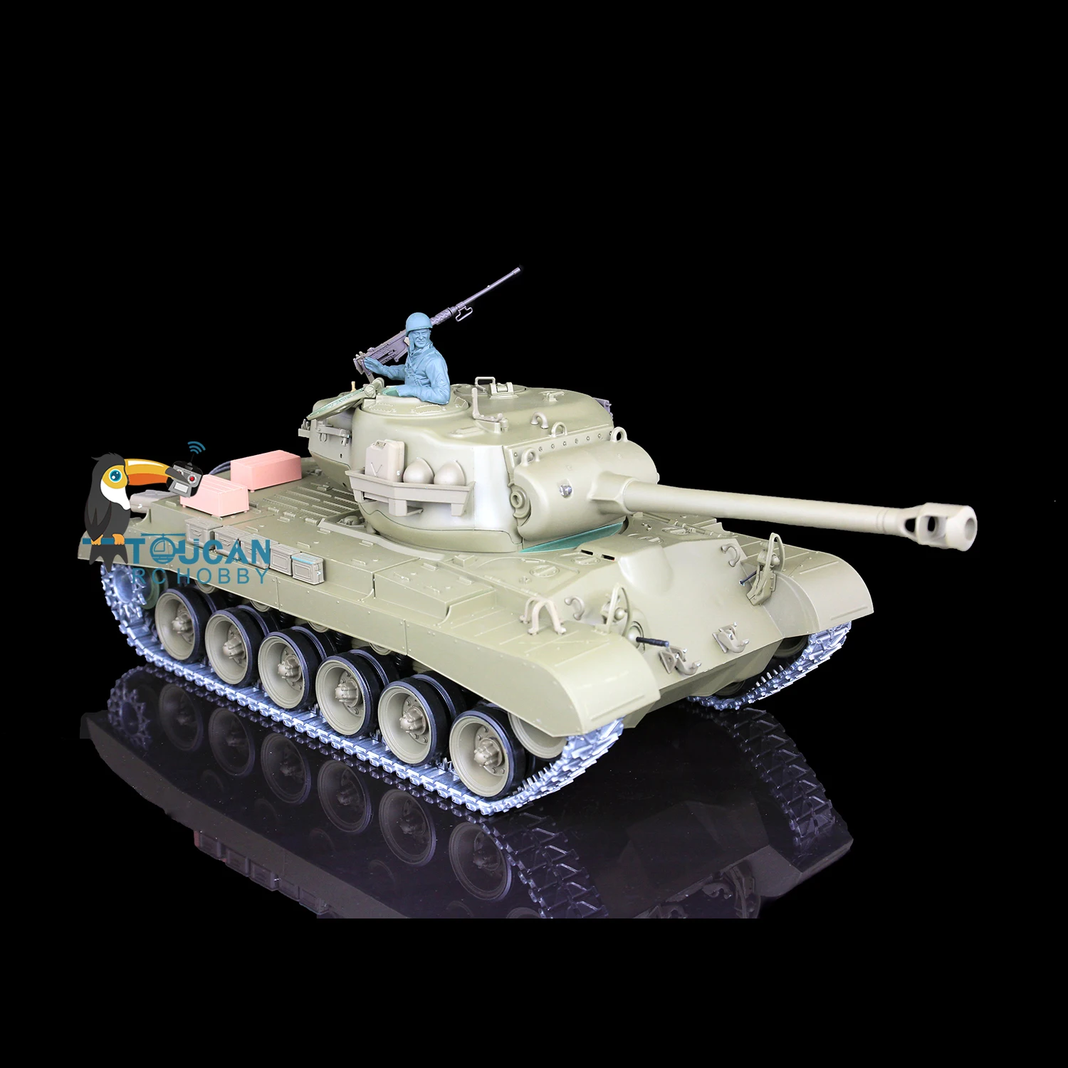 HENG LONG 1/16 7,0 FPV Angepasst M26 Pershing RTR RC Tank 3838 Barrel Recoil Soldat Maschinengewehr BB Getriebe Radio Spielzeug TH20329