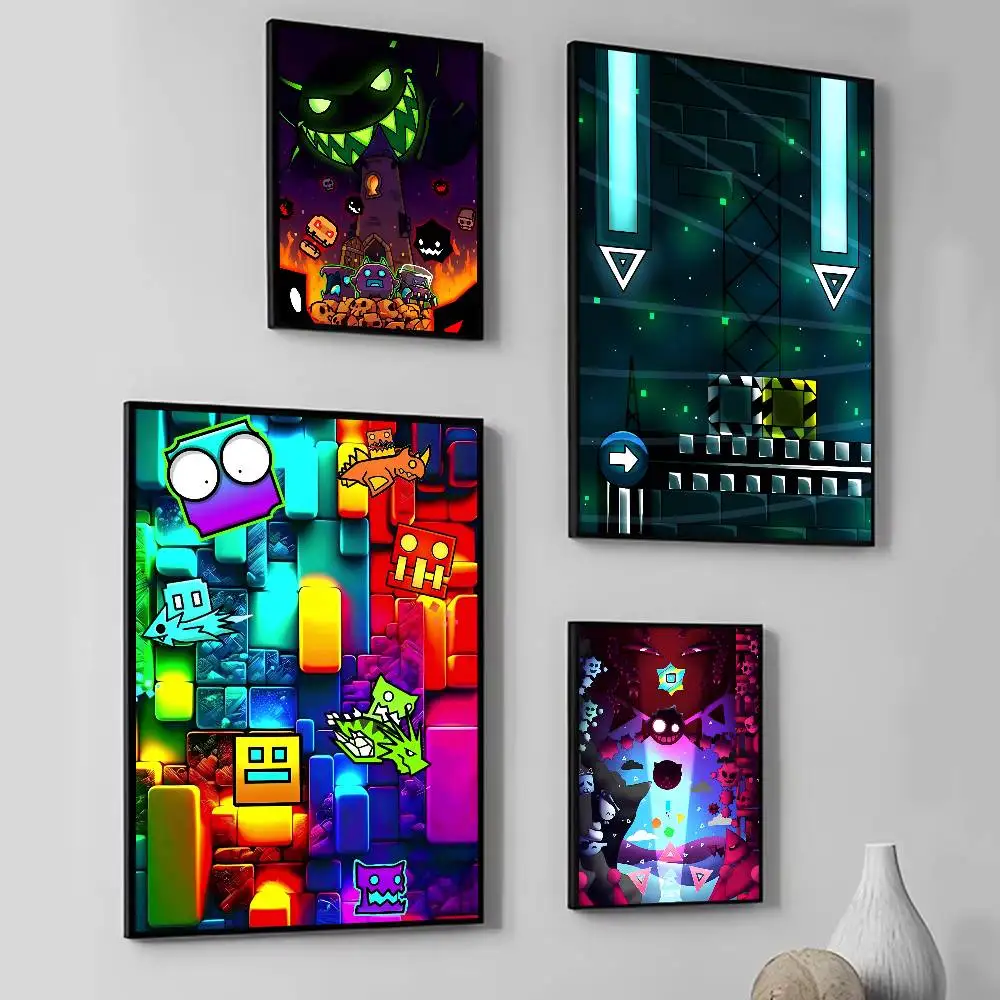 Video Game Anime G-Geometry Dash Manga Poster Fancy Wall Sticker for Living Room Bar Decoration Wall Decor
