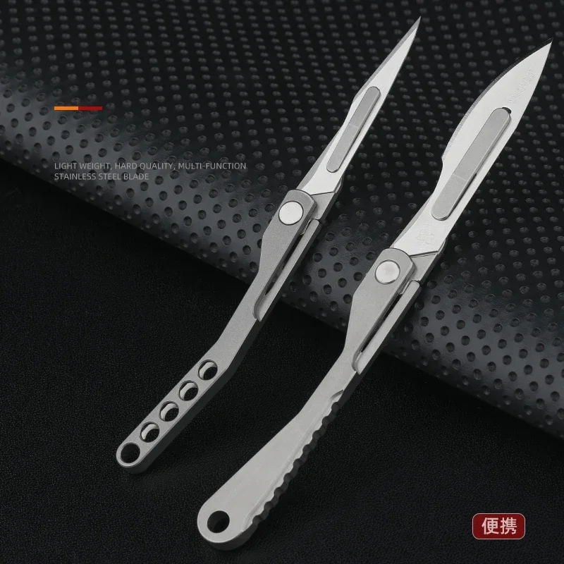 NEW Titanium Alloy EDC Folding Scalpel Medical Folding Knife EDC Outdoor Unpacking Pocket Knife with 10pcs Replaceable Blades