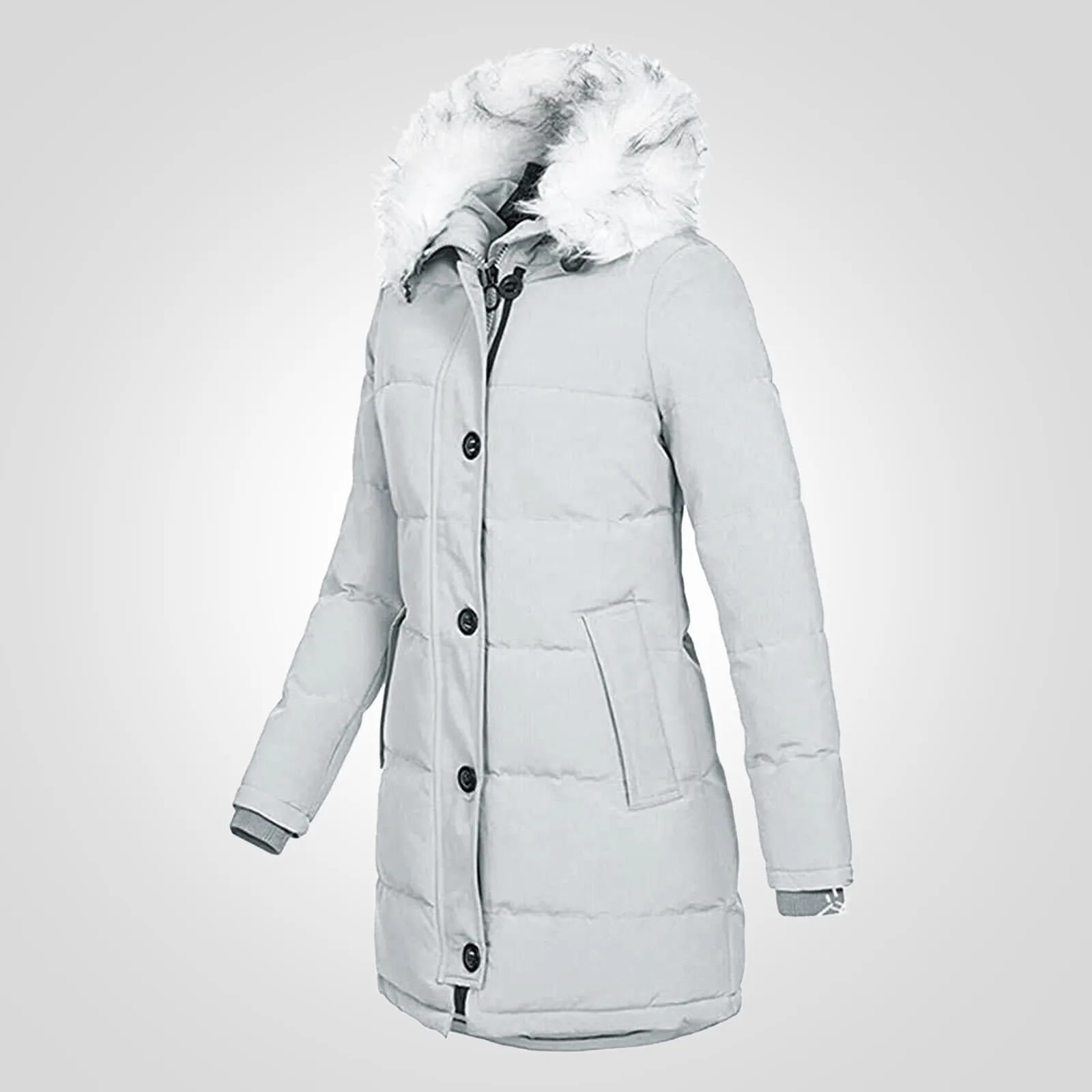 

Winter Women Jacket Parka Clothes Loose Long Coat Wool Liner Hooded Jacket Fur Collar Warm Thick Warm Snow Wear Padded Parka