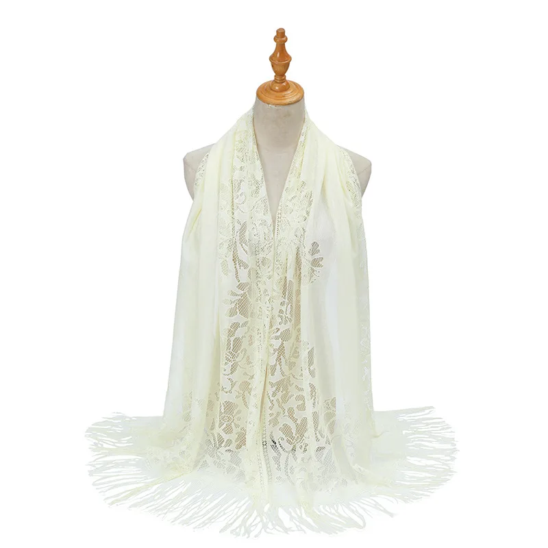 Scarf Cover with High-end Feel New Solid Color Lace Hollow Tassel Scarf for Women in Summer Women's Long Scarf Shawl