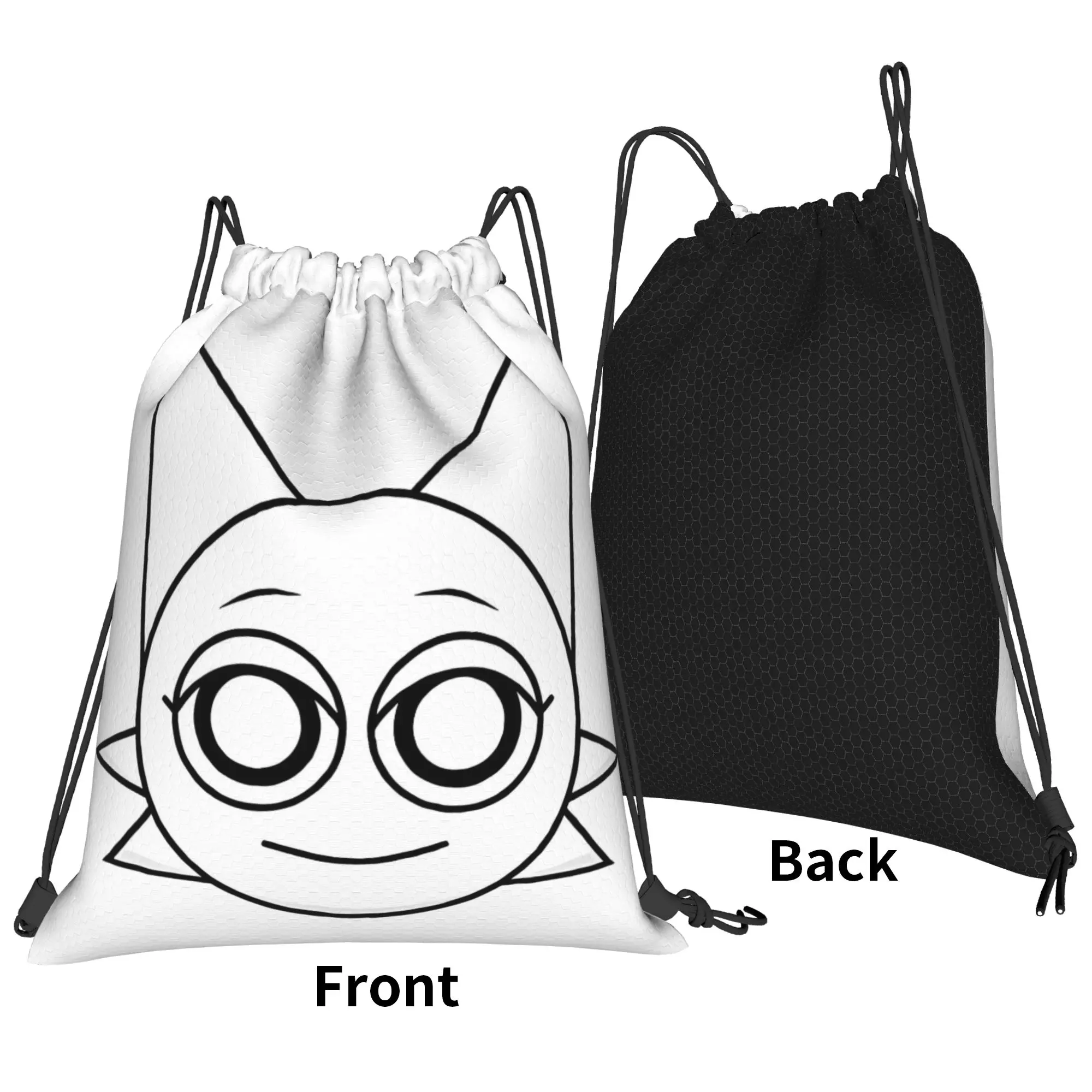 Sprunki Happy Wenda (White) Head Bag Drawstring Backpack Sports Gym Sackpack Game String Bags Working Out 36cm (W) x 43cm (H)