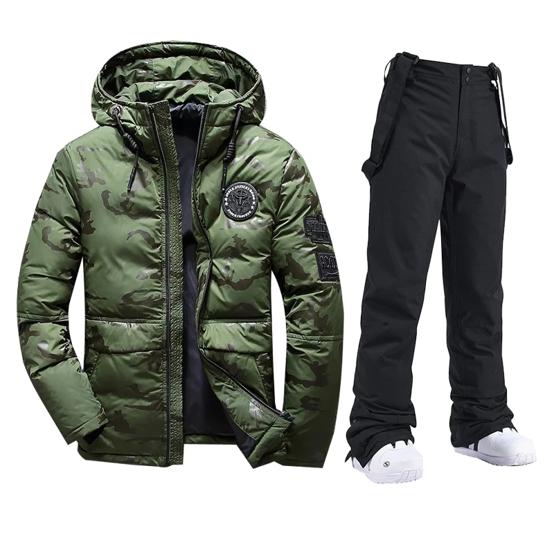 الشتاء بدلة تزلج الرجال التخييم سترة تزلج جبلية بناطيل تزلج دافئة يندبروف أسفل سترة وزرة الرياضة في الهواء الطلق على الجليد الملابس