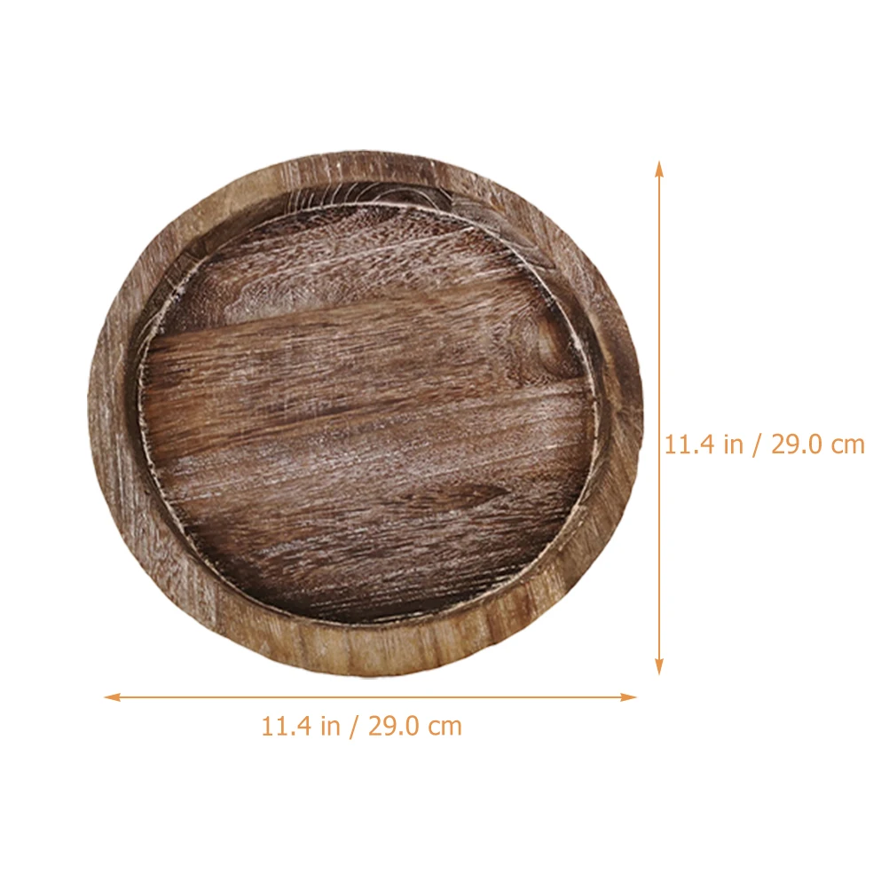 

2 Pcs Round Wooden Tray High Grade Wood Coffee Table Kitchen Bathroom Storage Food Serving Craft Trays
