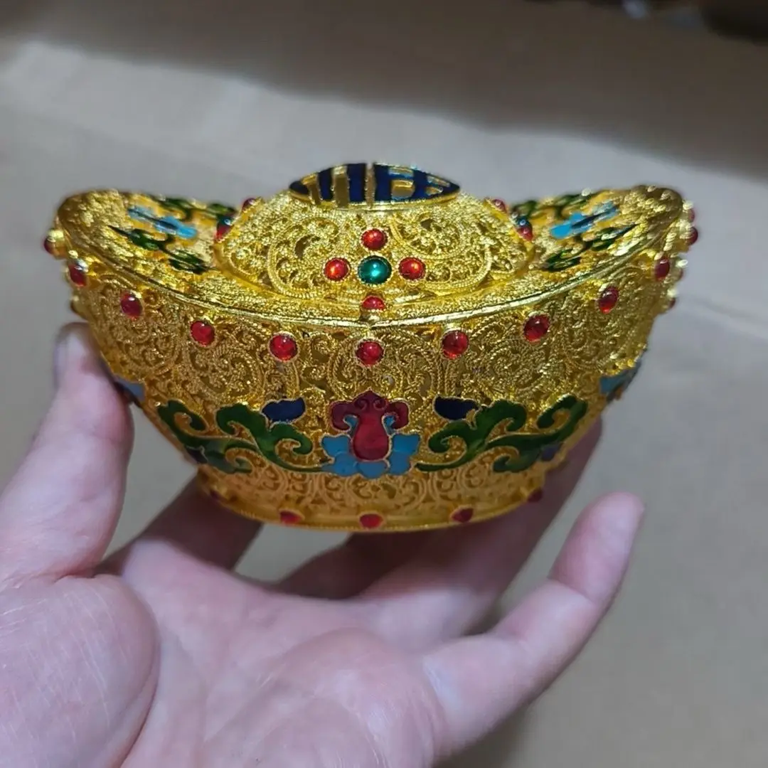 collection appreciation Fu character filigree color ingot gilt ornament collection antique collection boutique collectio