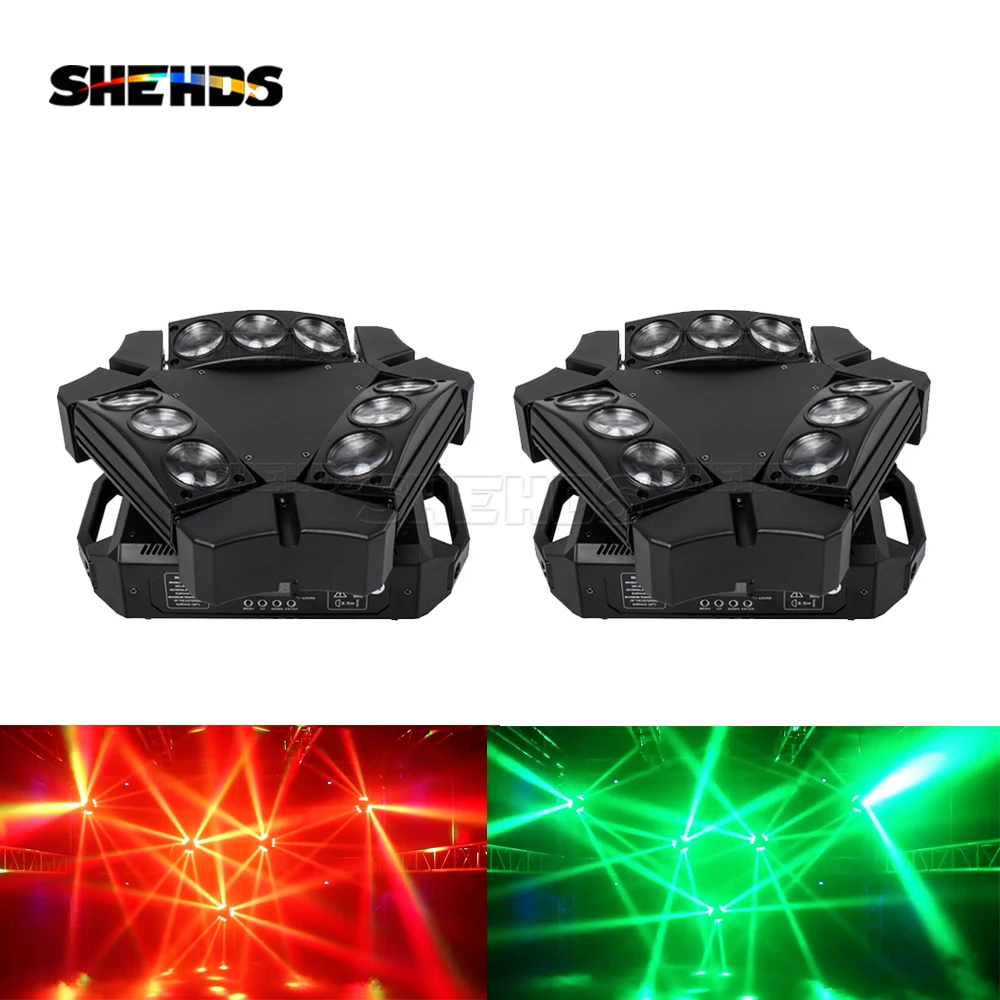 2PCS SHEHDS 9x10W Beam Mini LED Moving Head Spider RGBW Nightclub Light DJ Lights For Disco Parties Wedding Party Sound Mode