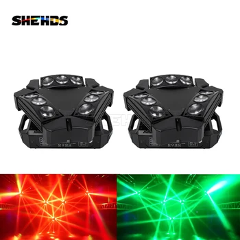 2 uds SHEHDS 9x10W haz Mini LED cabeza móvil araña RGBW luz para discoteca luces de DJ para fiestas disco modo de sonido de fiesta de boda