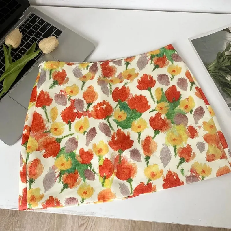

Women's Y2K High Waist Floral Print Bodycon Mini Skirt Summer Vacation Skirt