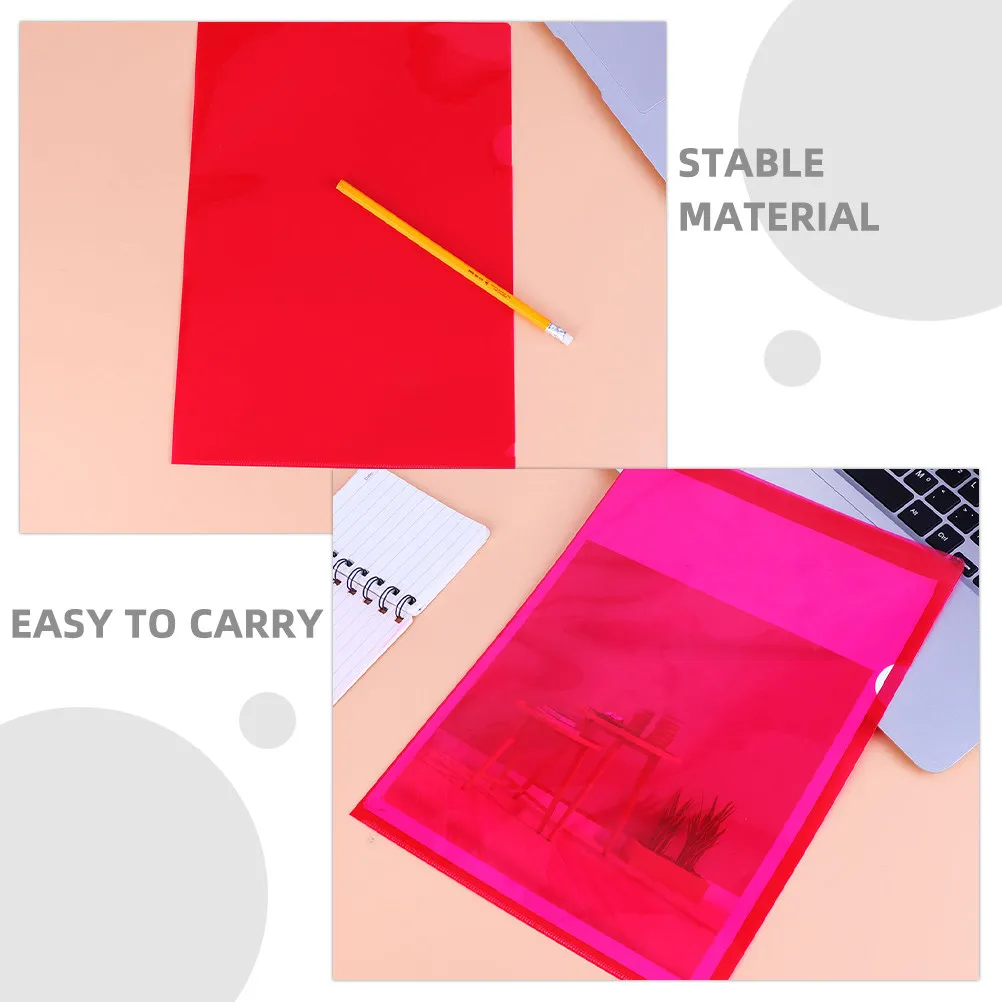 10Pcs Plastic Document Folder Clear For Office Document Storage A4 L-shape Sleeve Paper