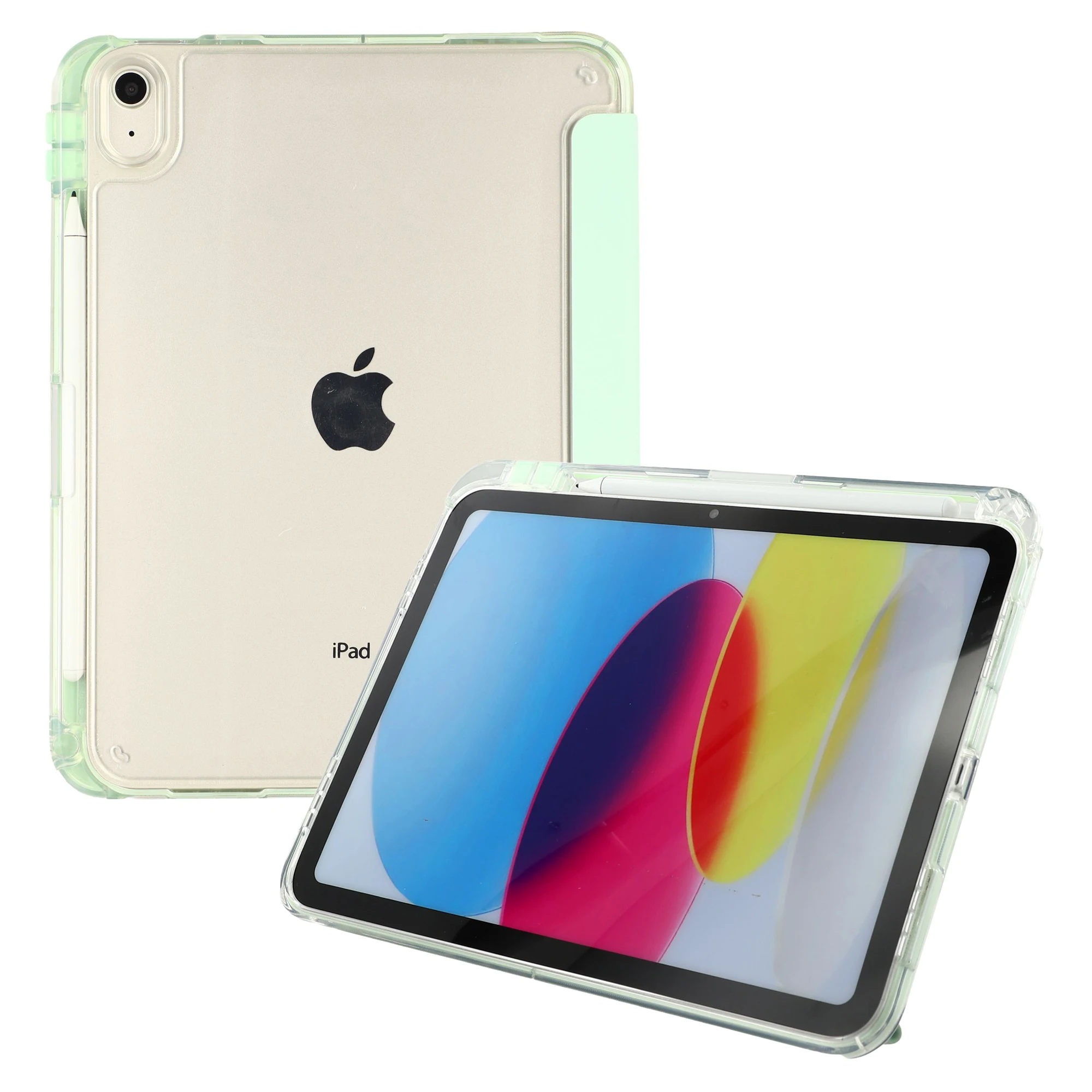 Crystal Shield Case for iPad (2025)  /  10.9 (2022) Trifold Stand Tablet Cover - Green