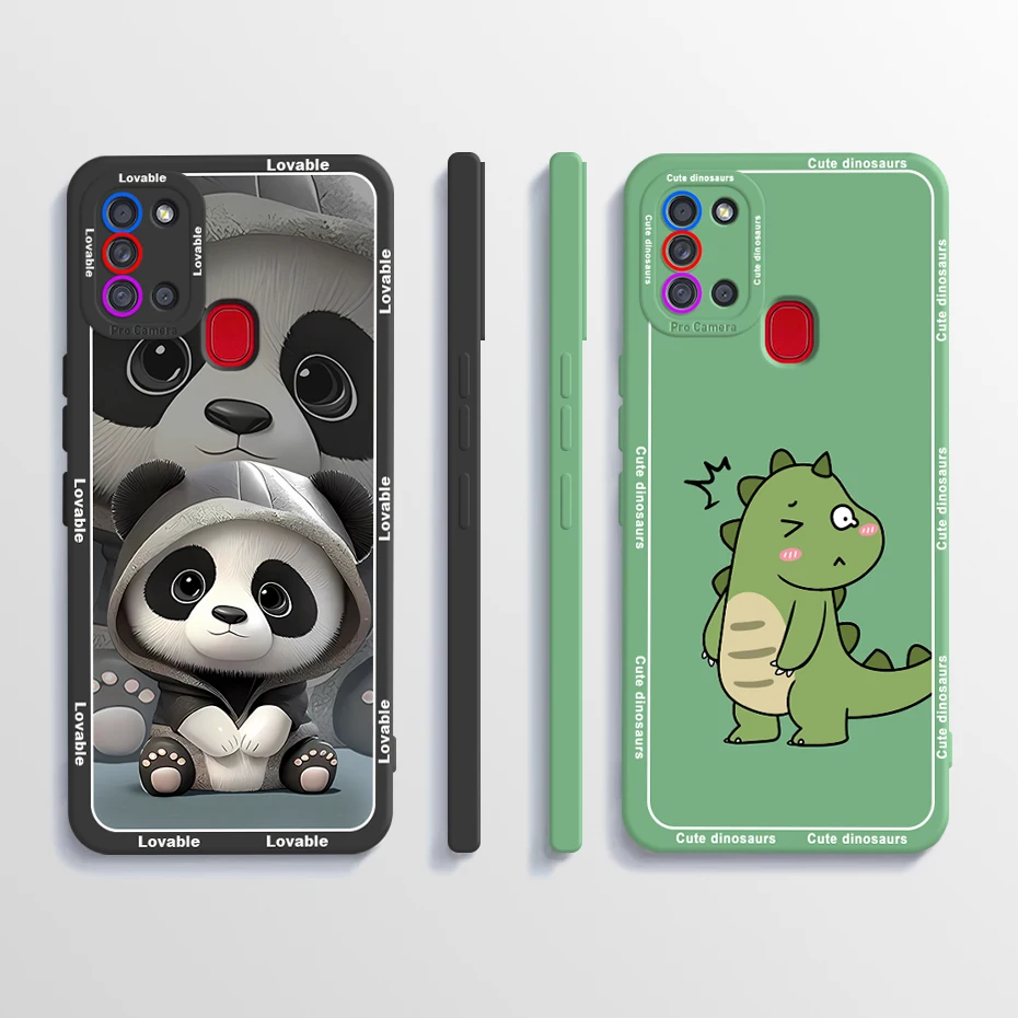 For Samsung Galaxy A21s Case Cute Panda Cover Liquid Silicone Soft Fundas Phone Cases For Samsung A21s A21 S A 21s A217F Bumper