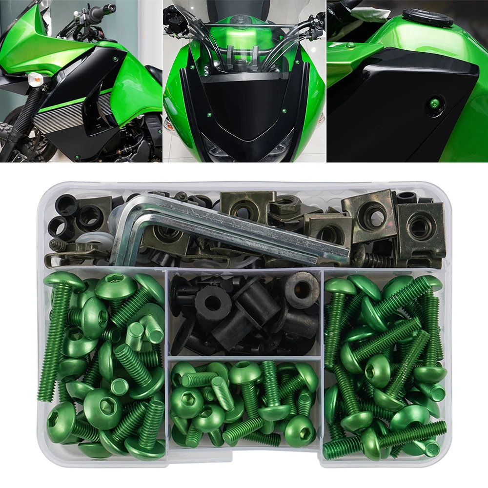 190pcs Motorcycle Bodywork Screws Fairing Bolts Kit for Kawasaki Ninja ZX10R ZX1000 2015-2019 ZX12R ZX14R ZX6R ZX7R ZX9R ZZR600