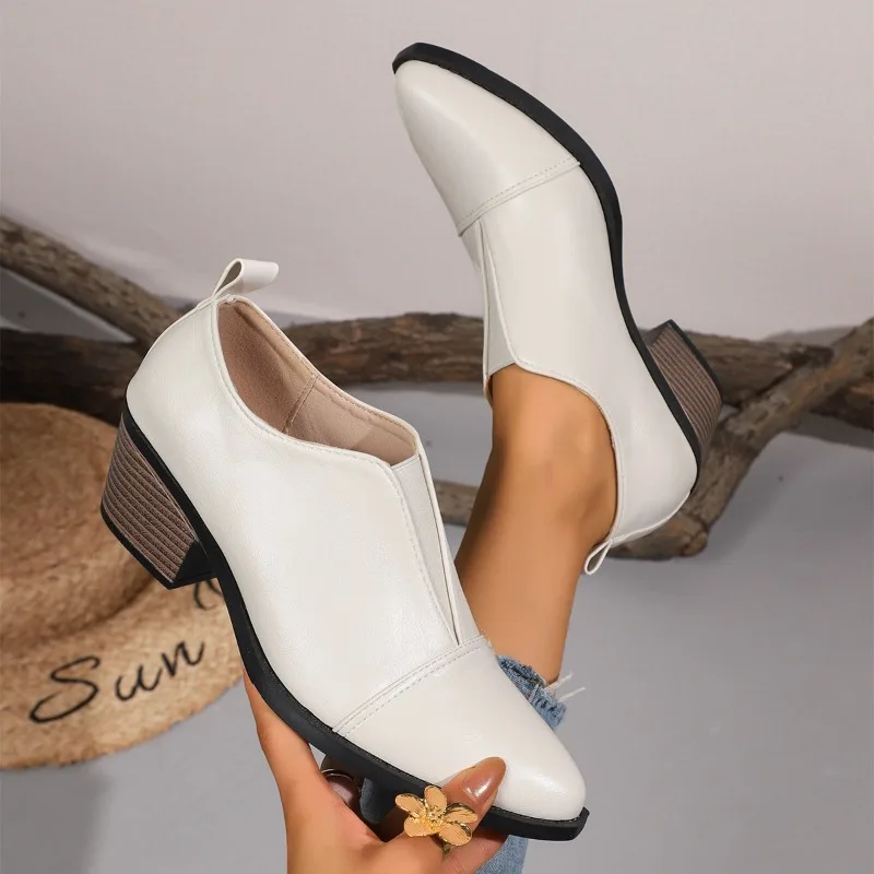 

Туфли на одинарном каблуке «котенок», новые осенние темпераментные женские супермягкие и легкие нескользящие туфли без шнуровки с низким берцем