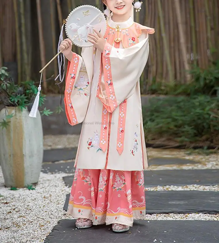 Traje de Hanfu chino tradicional, traje de escenario de baile folclórico de princesa antigua, conjunto de vestido de Cosplay Vintage Oriental para niña