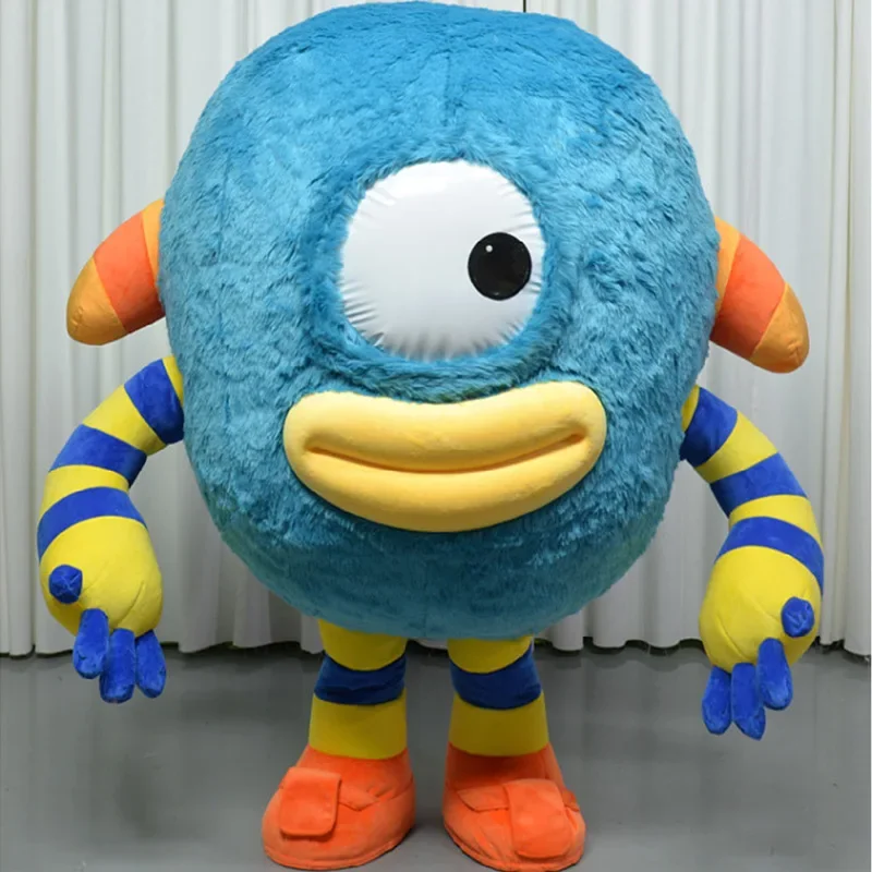 Bigeyed Monster Inflatable Costume Plush Mascot Cosplay Suit Halloween Christmas Celebration Party Animal Blue Cosplay Costume