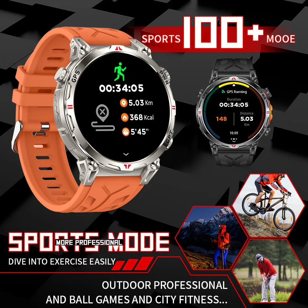 جديد DAORKOW 2025 نظام تحديد المواقع الساعات الذكية شاشة AMOLED 3 ATM مقاوم للماء معدل ضربات القلب حركة المكالمات اللاسلكية ساعة ذكية 650 mAh