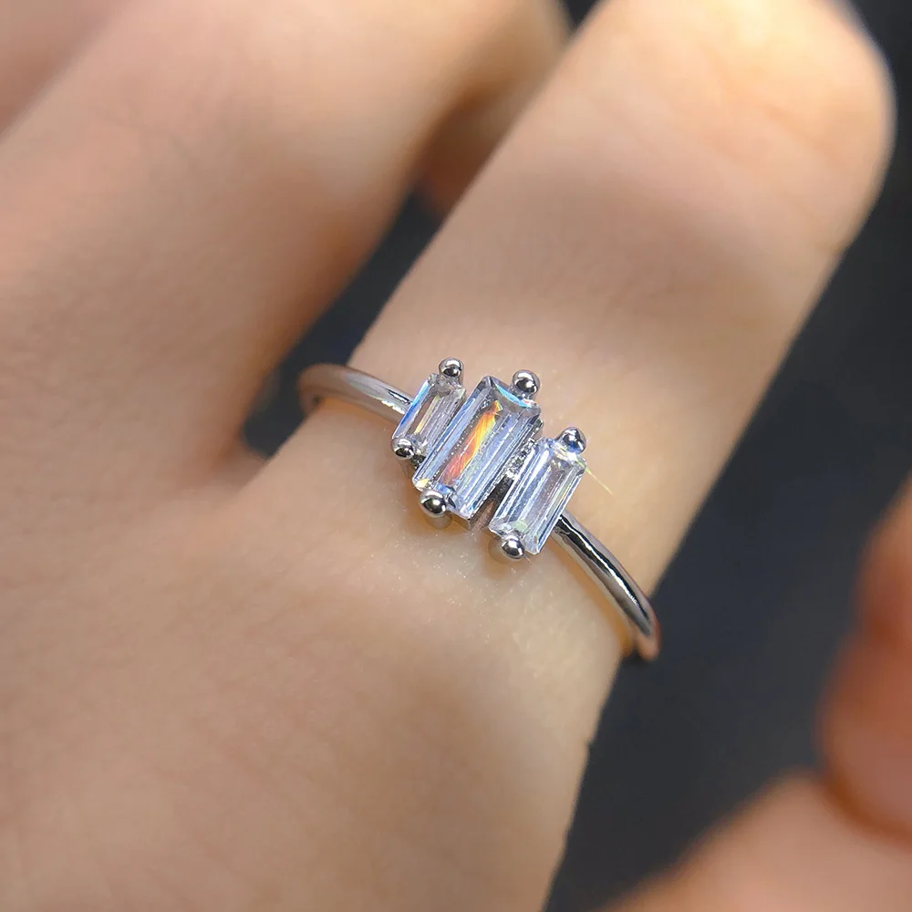 Geometric Crystal Thin Rings for Women Fashion Designer Minimalist Wedding Zirconia Tennis Ring Trend Jewelry Wholesale KAR213