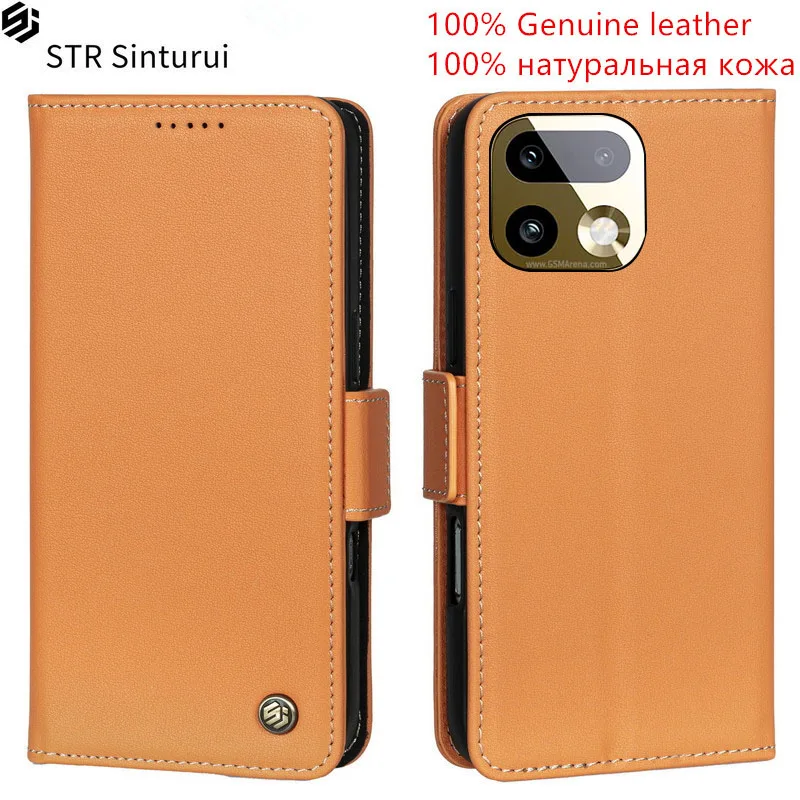 

STR Genuine leather Nappa grain card Slot Wallet Cover For Realme 16 15 14 Pro PIus 15T 14T 14x Flip Fall prevention phone Case
