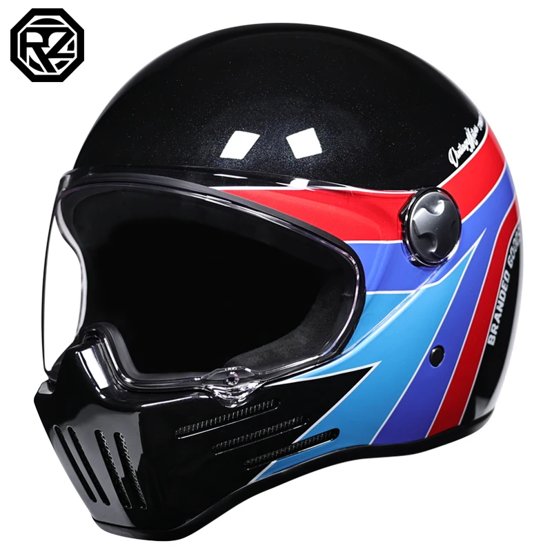 

Retro Helmet Men Motorbike Riding Motocross Vintage Full Face Helmets Capacete Moto For Adults Full Face Motorycle Helmet Moto