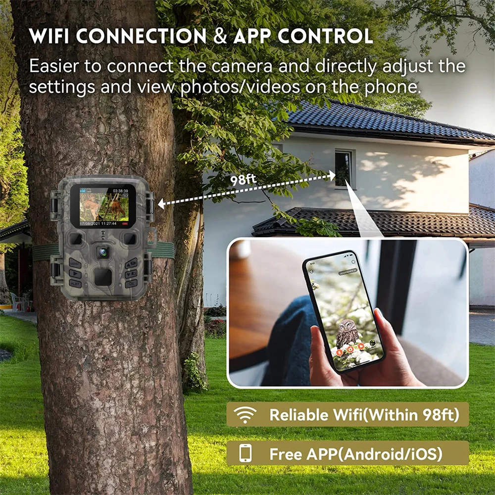 Outdoor Wifi Hunting Trail Camera 20MP 1080P Wildlife Tracking Camera IP65 Night Vision Waterproof Trap Camera