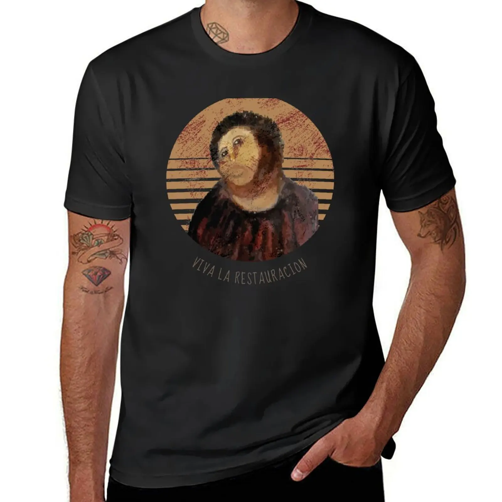 Viva La Restauracion Jesus Fresco Restoration Fail Meme T-Shirt sports fans vintage clothes plain slim fit t shirts for men