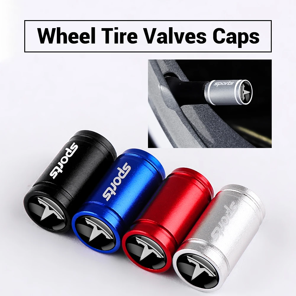 Tapas de Válvula para Neumáticos de Coche, 4 Piezas, Accesorios para Automóviles, para Tesla Model X, Model Y, Model 3, Model S, Roadster