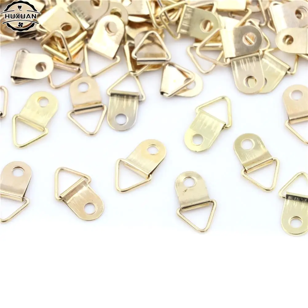 100 Pieces Golden Triangle D-Ring Hanging Picture oil Painting Mirror Frame Hooks Hangers Wholesale