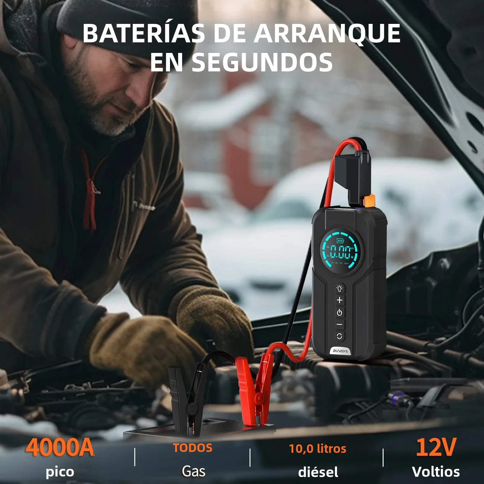 10000mAh Jump Starter Power Bank 3000-7000A with Air Compressor And Lighting Features for Car Battery Starter And Tyre Inflating