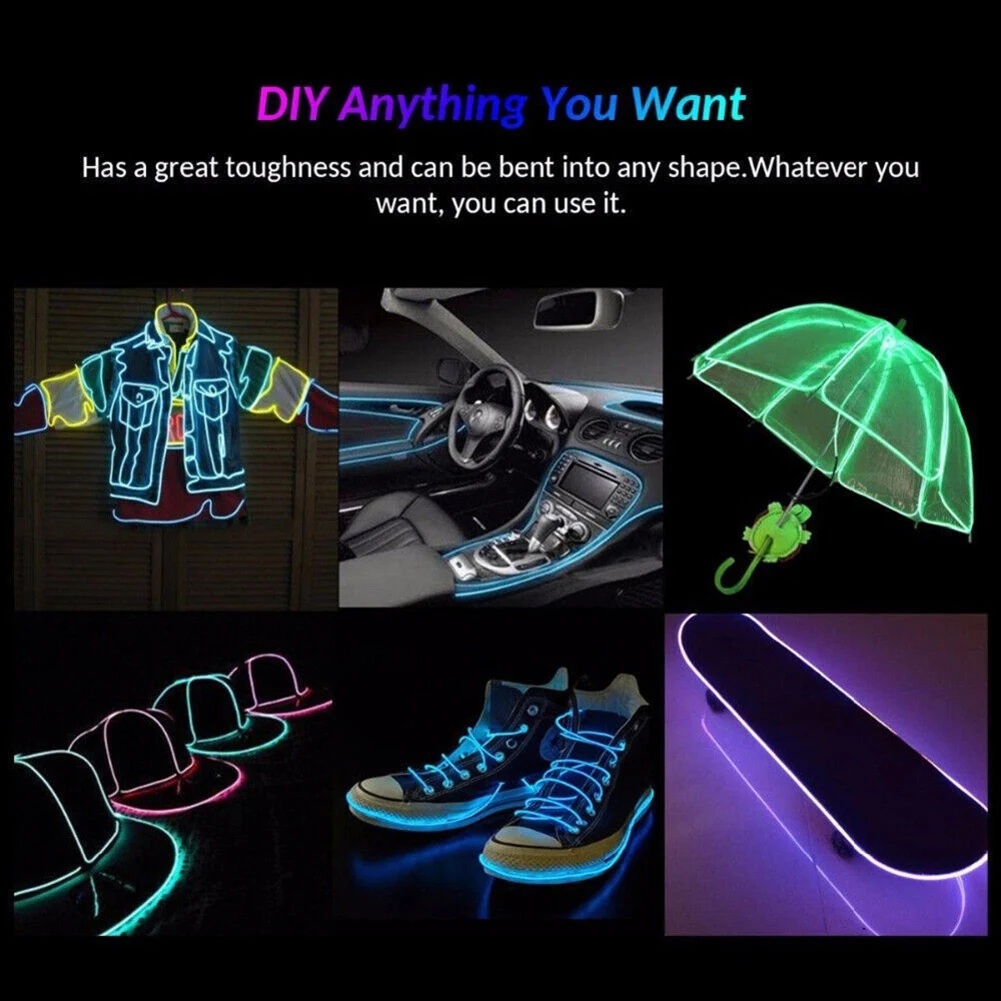 Neons Cord Waterproof EL Wire LED Strip For Car Interior Nightclub Decor