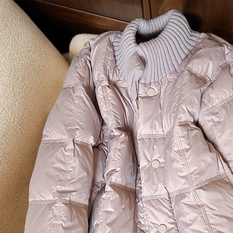 الكورية الوردي وسادة مبطنة المرأة محبوك المرقعة الوقوف طوق القطن معاطف شتاء جديد واحدة الصدر الدافئة سميكة ملابس خارجية