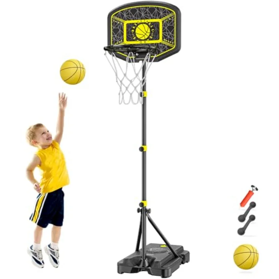 

Basketball Hoop Adjustable Height 3.6 ft-6.2 ft Indoor Outdoor Toddler Plastic Basketball Goal Outside Yard Games Toys Gifts fo