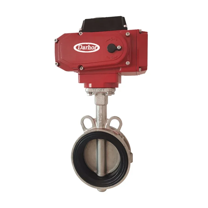 Darhor High Performance PTFE Stainless Steel Electric Actuator Liquid Gas Butterfly Valve