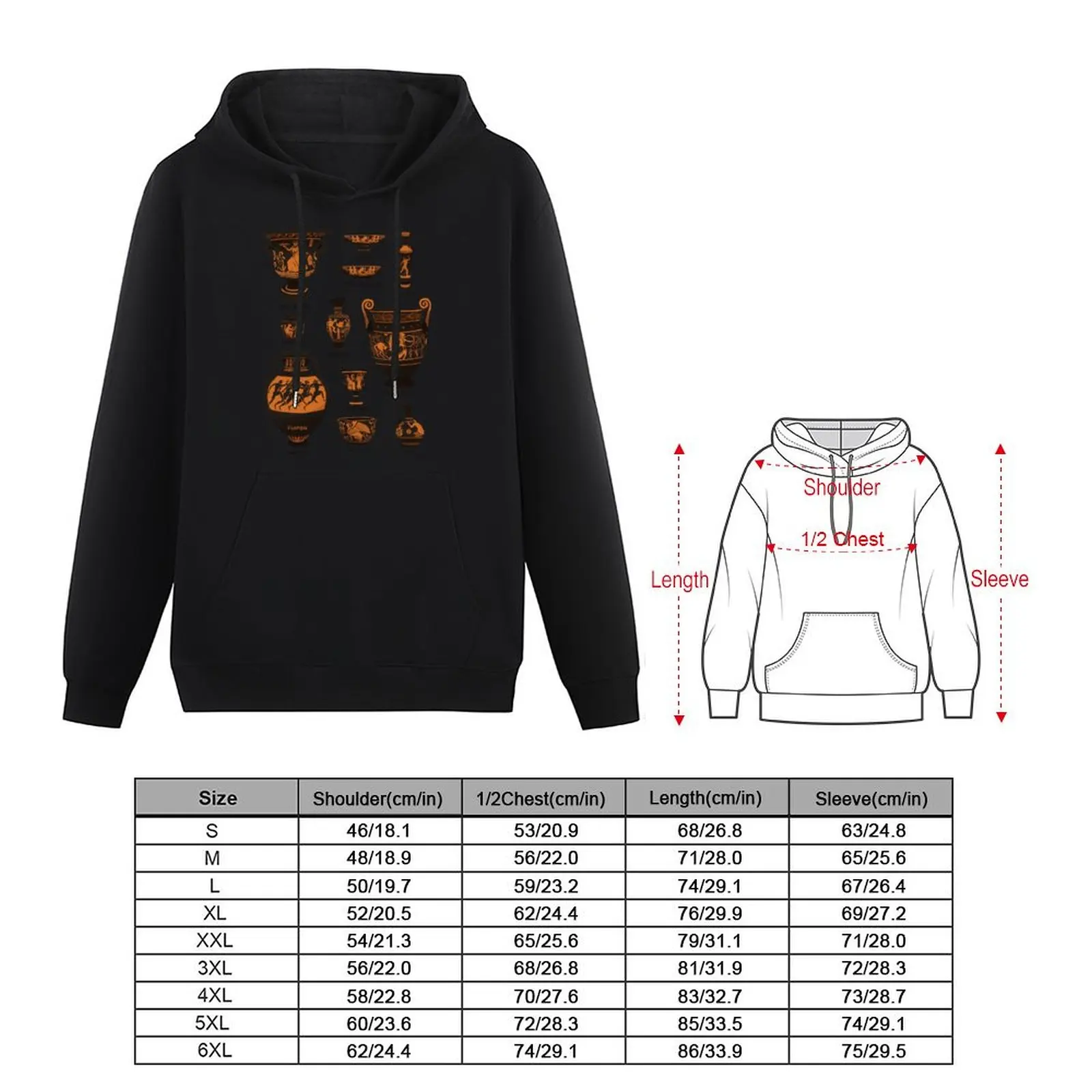 Ancient Greek Pottery Pullover Hoodie japanese style blouse mens clothing pullover hoodies