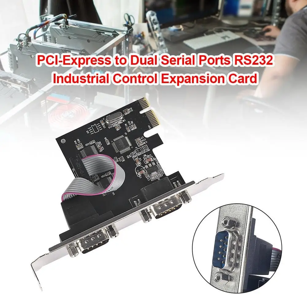 PCIe Serial Card Replacement PCI-Express to Dual Serial Ports RS232 Interface Expansion Card for Windows Linux