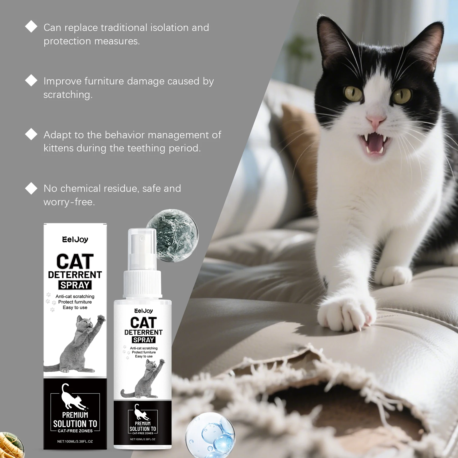 Cat Scratch Deterrent Spray Anti-Scratch Cats Repellent Gentle Furniture Protect Stop Scratching Pet Behavioral Training Spray