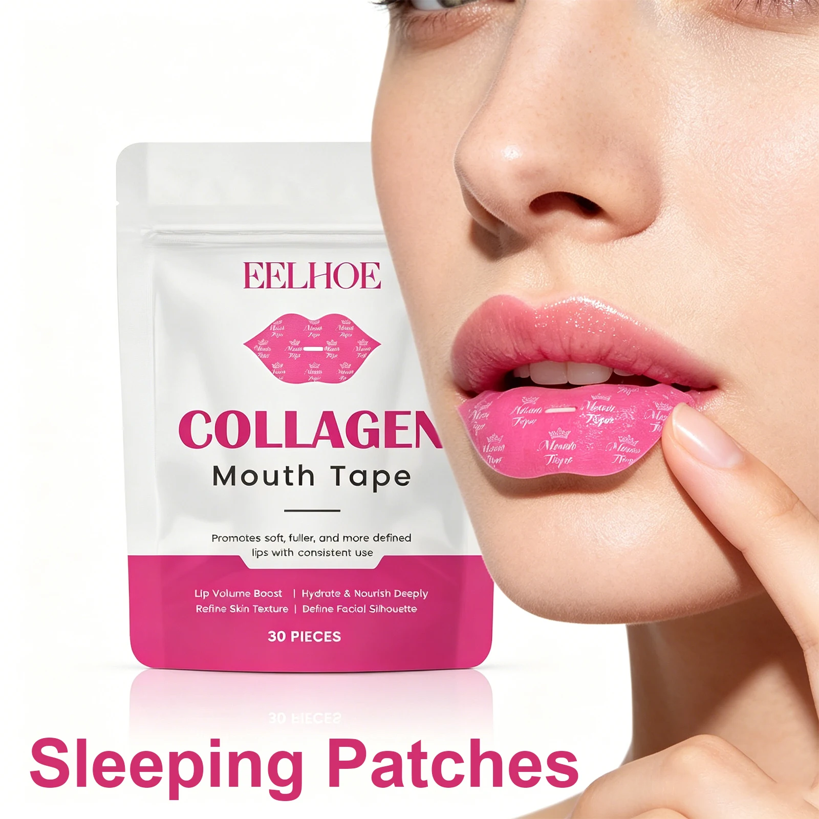 Mouth Tape Lip Care Sleeping Patch Hydrating Moisturizing Collagen Hyaluronic Acid Soft Breathable  Lips Night Mask 30 Patches