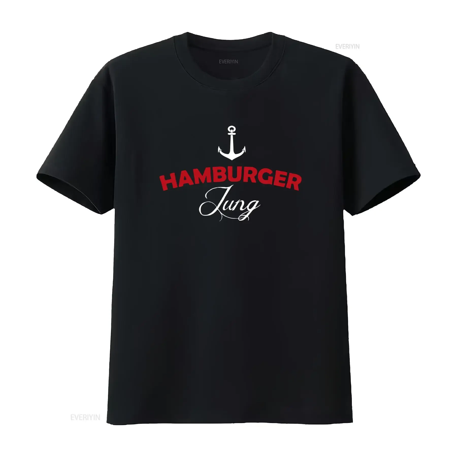 Hamburger Jung Hamburg Herren-T-Shirt, stilvolles Anker-Print-Design für Herren, Vintage-Waschung, Designer-Kleidung, Unisex-Grafik