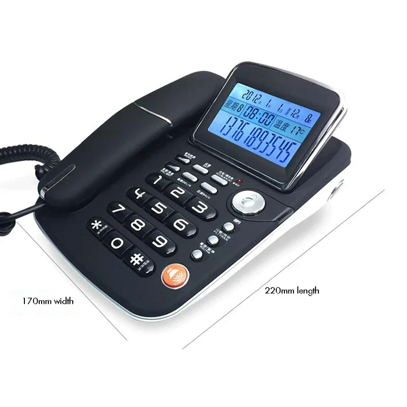 Home Corded Phone with Caller ID, Desktop Phone Landline for Elderly with Backlit Large LCD Screen, Leather Handset, Blacklist