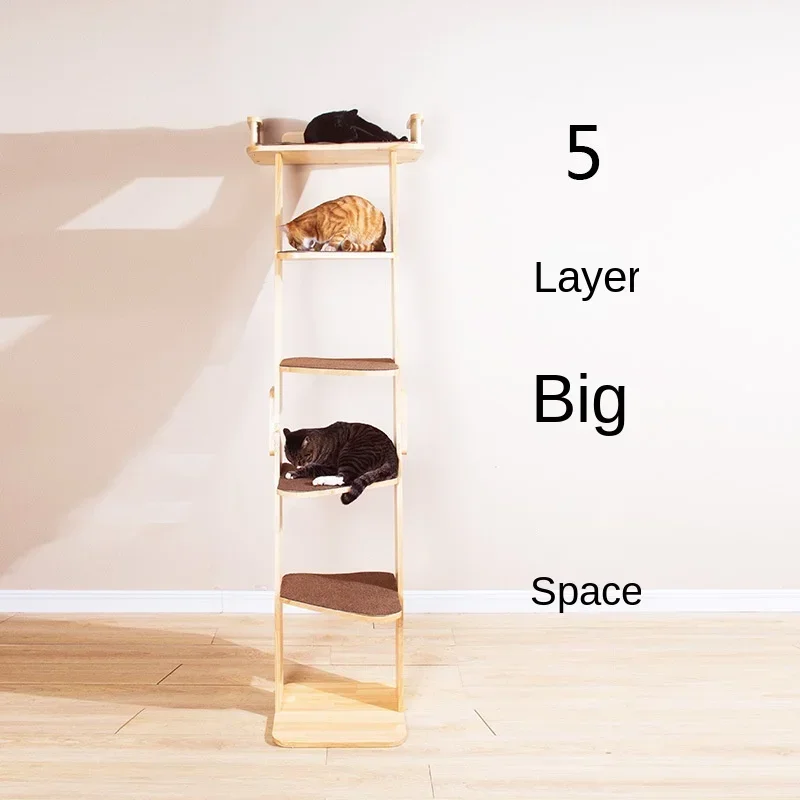 Cat Climbing Frame Climbing Ladder Solid Wood Large Cat Tree Multi-Level Jumping Platform Cat Tower Tongtian Pillar