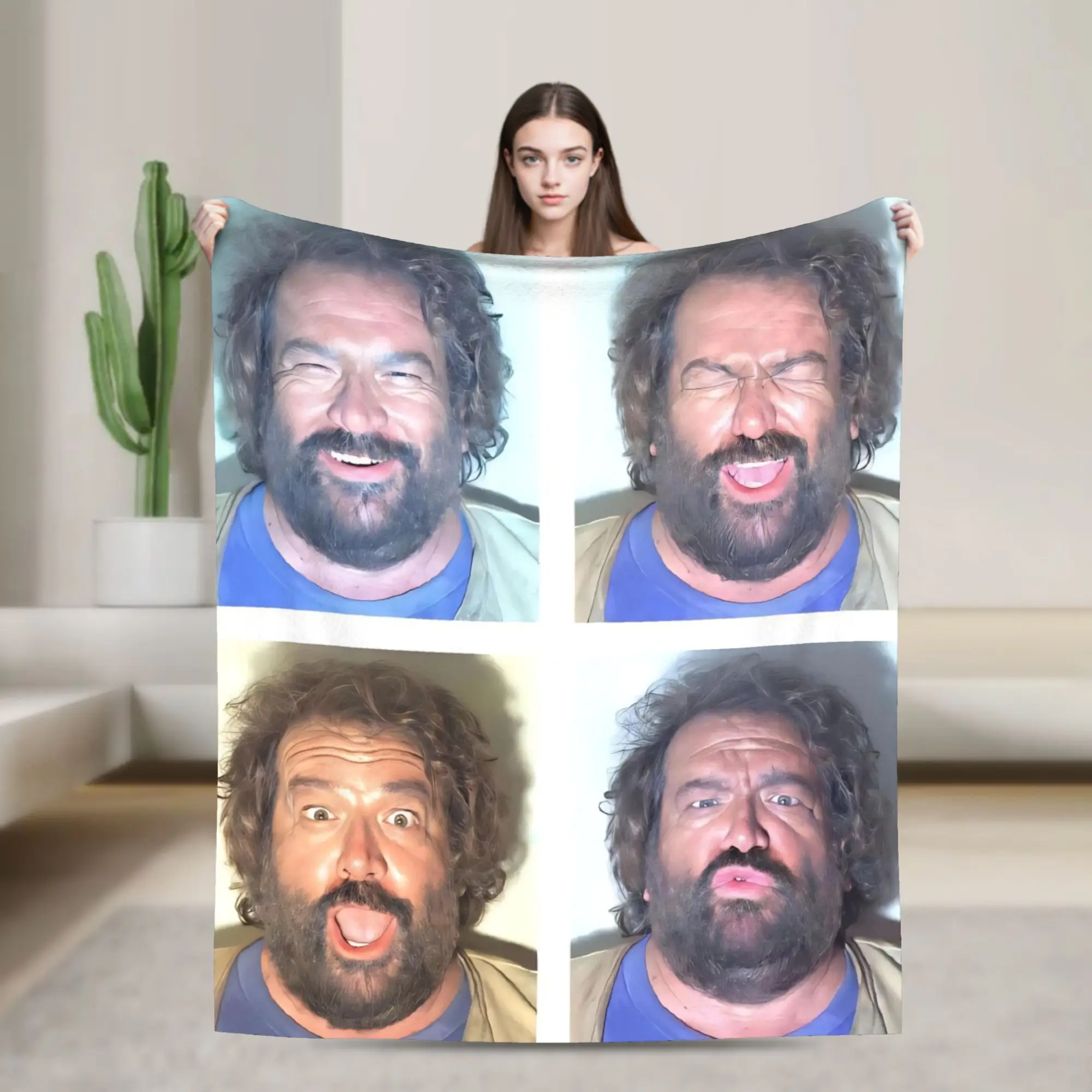 Bud Spencer Photo Flannel Blanket Italian Actor Soft Warm Throw Blanket for Outdoor Travel Office Bedspread Sofa Bed Cover